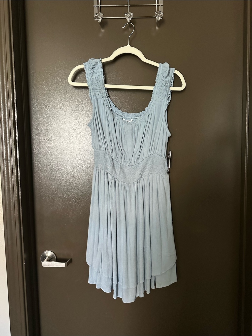 O'Neill Light Blue Ruffled Strap Tiered Dress